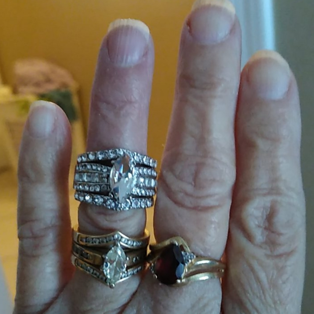 NWT STERLING SILVER 3 RING WEDDING SET